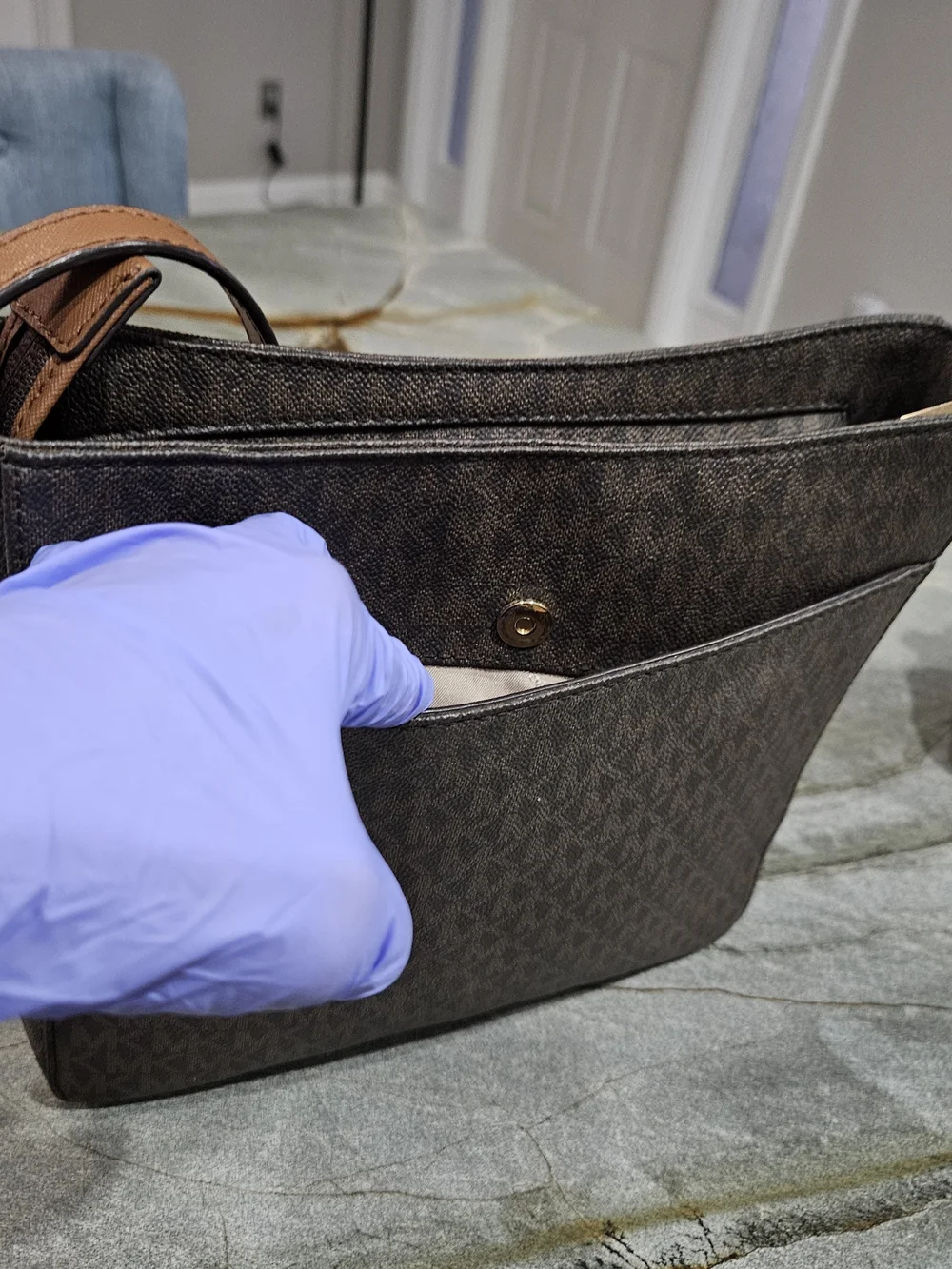 Michael Kors Jet Set Large Brown MK Signature Shoulder Crossbody Bag